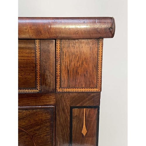 253 - SCOTTISH HALL CHEST, early 19th century flame mahogany of adapted shallow proportions with two secre... 