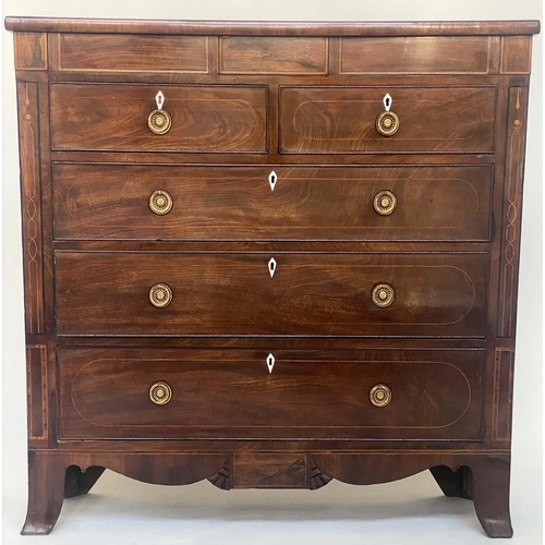 253 - SCOTTISH HALL CHEST, early 19th century flame mahogany of adapted shallow proportions with two secre... 