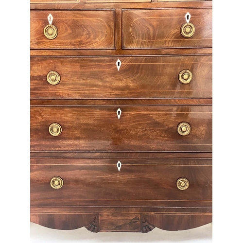 253 - SCOTTISH HALL CHEST, early 19th century flame mahogany of adapted shallow proportions with two secre... 