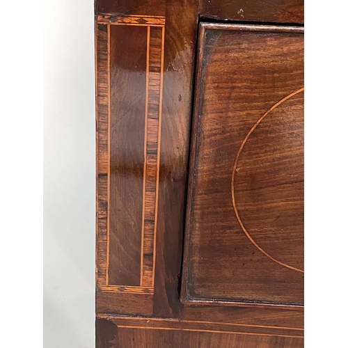 253 - SCOTTISH HALL CHEST, early 19th century flame mahogany of adapted shallow proportions with two secre... 