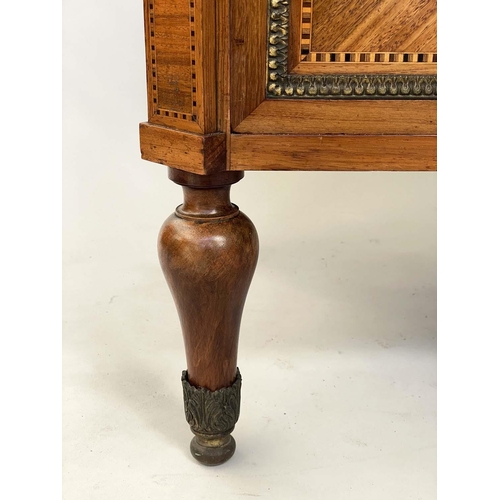 255 - COMMODE, 18th century style Italian kingwood crossbanded and silvered metal mounted with marble top ... 