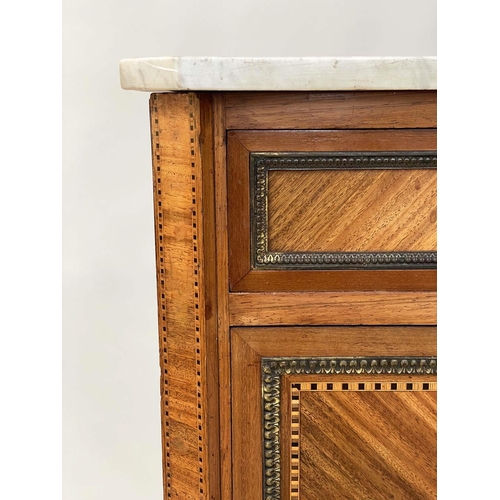 255 - COMMODE, 18th century style Italian kingwood crossbanded and silvered metal mounted with marble top ... 