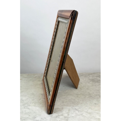 5 - PICTURE FRAME, Italian Art Deco peach glass with square mosaic border, 24cm x 30cm H.