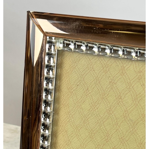 5 - PICTURE FRAME, Italian Art Deco peach glass with square mosaic border, 24cm x 30cm H.