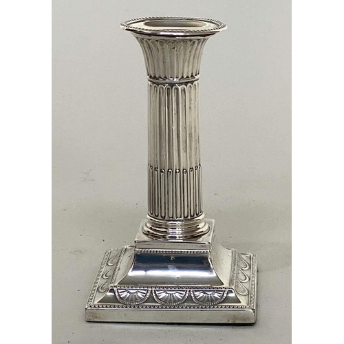 1 - SILVER CANDLESTICKS, a pair, Victorian hallmarked London 1897 maker Hutton & Son, 17cm H. (2)