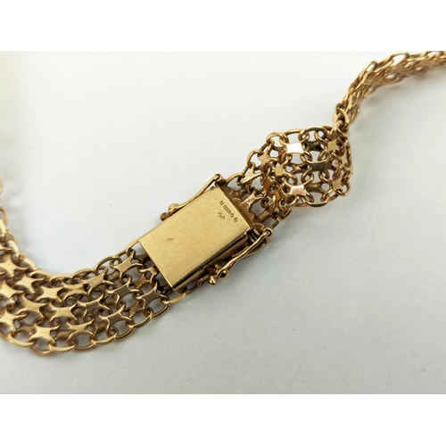 17 - A 9CT GOLD CHAIN LINK NECKLACE, tapered width, total length 45.5cm long /18 inches, 30.53 grams.