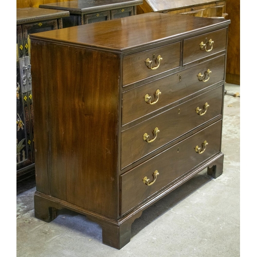 262 - CHEST, 90cm H x 102cm W x 51cm D, George III mahogany of five drawers.