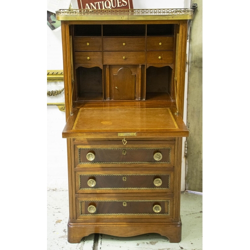 263 - SECRETAIRE A ABATTANT, 122cm H x 70cm W x 39cm D, Louis XVI style mahogany and brass mounted with fi... 