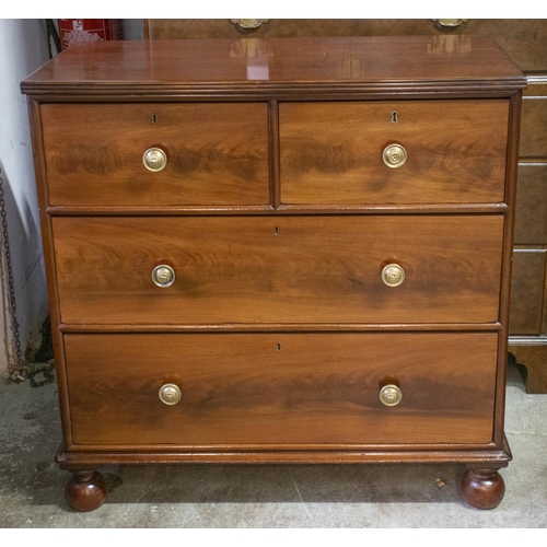 264 - CHEST, 92cm H x 93cm W x 49cm D, George IV mahogany of four drawers on later bun feet.