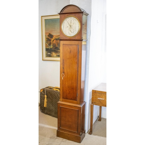 268 - LONGCASE REGULATOR, 192cm H x 39cm x 20cm, Regency mahogany with silvered dial, brass weight and pen... 