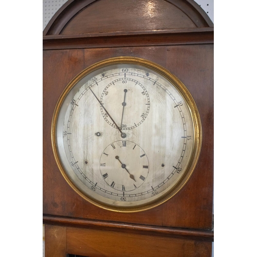 268 - LONGCASE REGULATOR, 192cm H x 39cm x 20cm, Regency mahogany with silvered dial, brass weight and pen... 