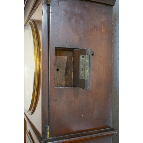 268 - LONGCASE REGULATOR, 192cm H x 39cm x 20cm, Regency mahogany with silvered dial, brass weight and pen... 