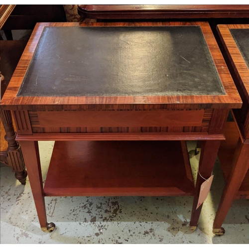 275 - LIBRARY SIDE TABLES, a pair, 63cm x 48cm x 46cm, rosewood, leather lined tops. (2)