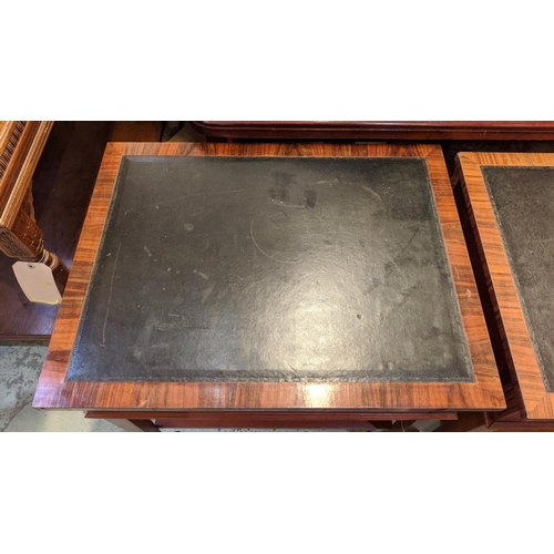 275 - LIBRARY SIDE TABLES, a pair, 63cm x 48cm x 46cm, rosewood, leather lined tops. (2)