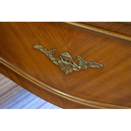285 - BUREAU PLAT, 81cm H x 173cm x 100cm, Louis XV style with green leather top, three drawers and brass ... 