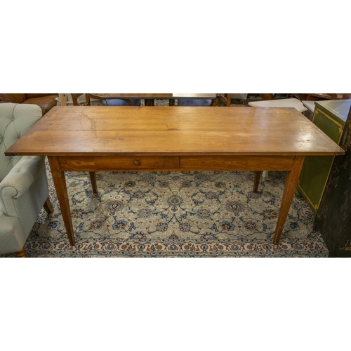 286 - FARMHOUSE TABLE, 76cm H x 188cm x 80cm, late 19th century French cherrywood with a drawer to each si... 