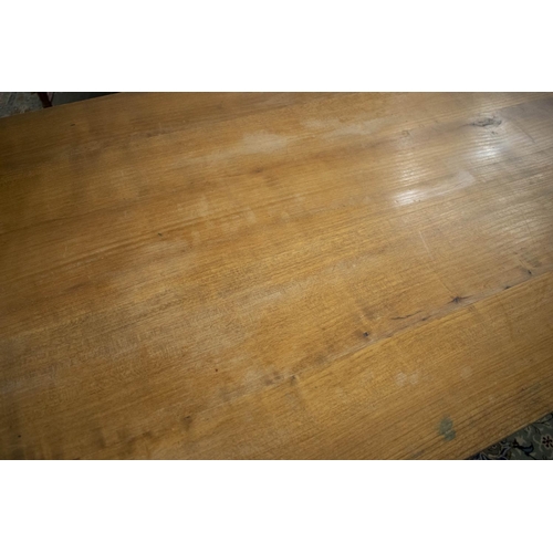 286 - FARMHOUSE TABLE, 76cm H x 188cm x 80cm, late 19th century French cherrywood with a drawer to each si... 