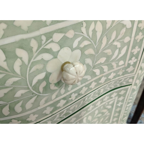 290 - CHEST OF DRAWERS, 100cm W x 75cm H x 51cm D, Syrian style, green with inlaid detail, two drawers.