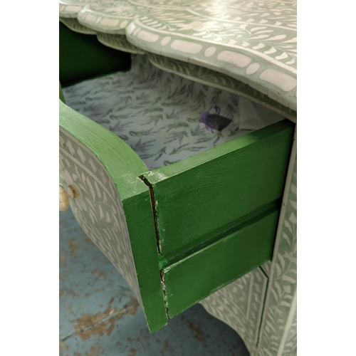 290 - CHEST OF DRAWERS, 100cm W x 75cm H x 51cm D, Syrian style, green with inlaid detail, two drawers.
