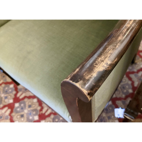 294 - ARMCHAIRS, a pair, 68cm W x 87cm H early 20th century Continental stained birch with green velvet up... 