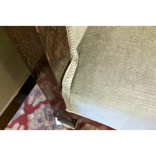 294 - ARMCHAIRS, a pair, 68cm W x 87cm H early 20th century Continental stained birch with green velvet up... 