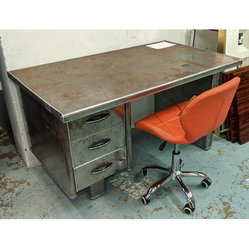 482 - METAL DESK, 126cm W x 82cm D x 78cm H, mid 20th century industrial design, and a contemporary and or... 