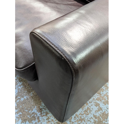 493 - ARMCHAIR, a pair, each 90cm W x 99cm D, brown leather. (2)