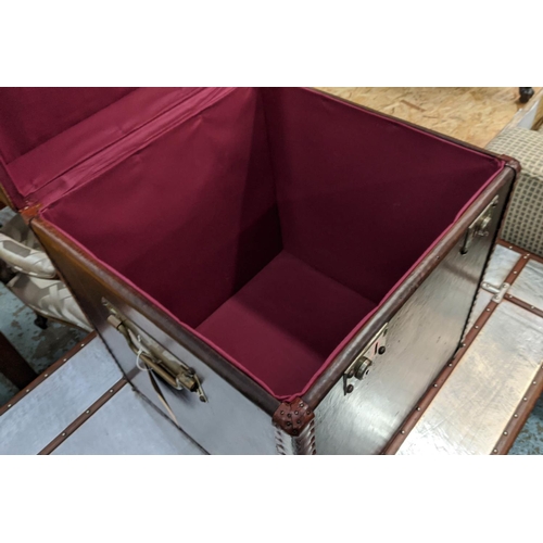 495 - ANDREW MARTIN LEATHER TRUNK, 50cm W x 50cm D x 60cm H with a rising lid.