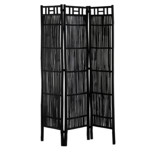 453 - BAMBOO ROOM DIVIDER, Japanese style, ebonised finish, 120cm x 160cm H.