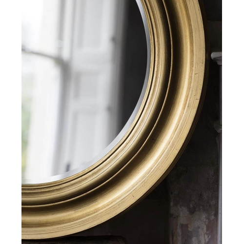 456 - CIRCULAR WALL MIRRORS, a pair, Regency style, gilt finish frames, 84cm x 84cm. (2)