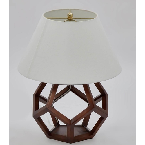 457 - LAUREN RALPH LAUREN HOME TABLE LAMPS, a pair, mahogany geodesic design, with shades, 62cm H x 35cm. ... 