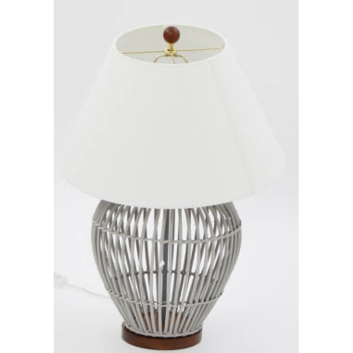 458 - LAUREN RALPH LAUREN HOME TABLE LAMPS, a pair, grey bamboo with shades, 61cm x 45cm. (2)