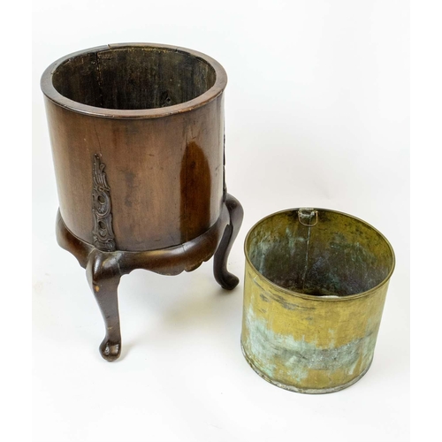 269 - JARDINIERE, 45cm H x 28cm, 18th century mahogany with brass liner.