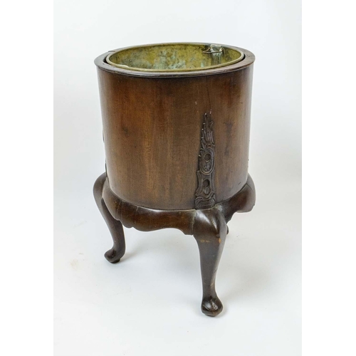 269 - JARDINIERE, 45cm H x 28cm, 18th century mahogany with brass liner.