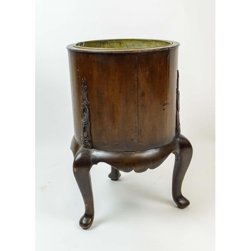 269 - JARDINIERE, 45cm H x 28cm, 18th century mahogany with brass liner.