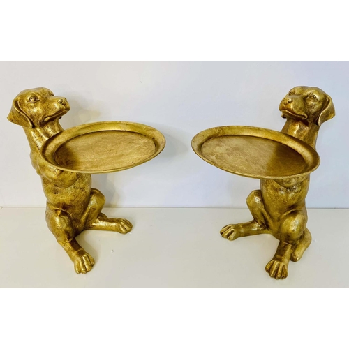 475 - LABRADOR BUTLER TRAYS, a pair, gilt finish, 44cm x 38cm x 27cm. (2)