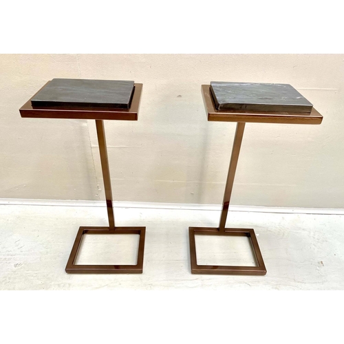 488 - MARTINI TABLES, a pair, black marble tops, 60cm x 25cm x 20cm. (2)