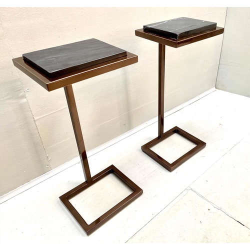 488 - MARTINI TABLES, a pair, black marble tops, 60cm x 25cm x 20cm. (2)