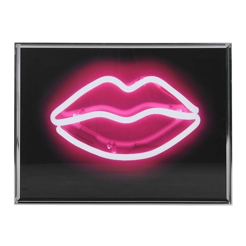 490 - CONTEMPORARY SCHOOL PHOTO PRINT, 'Neon kiss', framed and glazed, 83cm x 63cm.