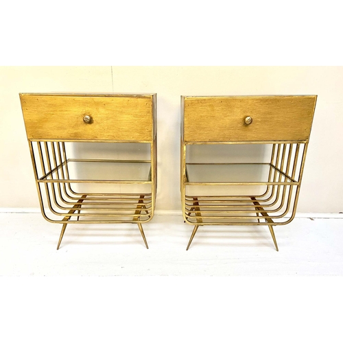 491 - SIDE CABINETS, a pair, 1960's French style, 55cm x 40cm x 28cm. (2)