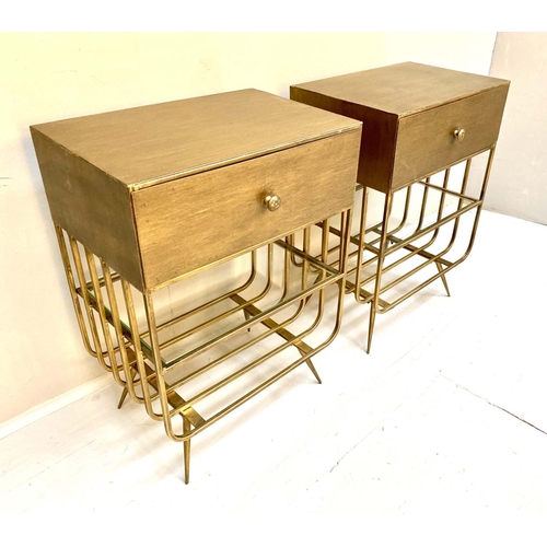 491 - SIDE CABINETS, a pair, 1960's French style, 55cm x 40cm x 28cm. (2)