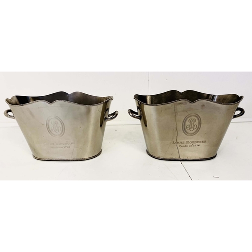 498 - CHAMPAGNE BATHS, pair, 40cm x 16cm x 22cm, stamped Louis Roederer. (2)