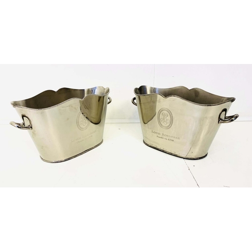 498 - CHAMPAGNE BATHS, pair, 40cm x 16cm x 22cm, stamped Louis Roederer. (2)