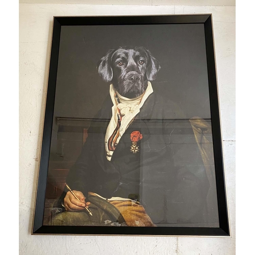 499 - PORTRAIT OF LORD BARKER, print on board, framed and glazed, 105cm x 82cm.