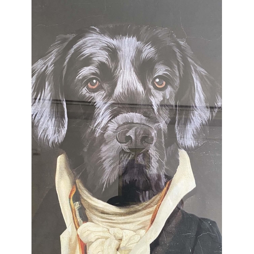 499 - PORTRAIT OF LORD BARKER, print on board, framed and glazed, 105cm x 82cm.