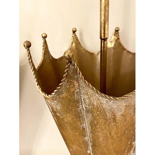 501 - UMBRELLA STANDS, a pair, gilt metal, 75cm x 29cm. (2)