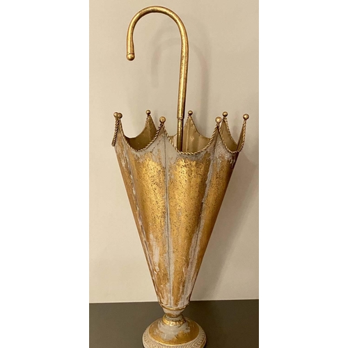 501 - UMBRELLA STANDS, a pair, gilt metal, 75cm x 29cm. (2)