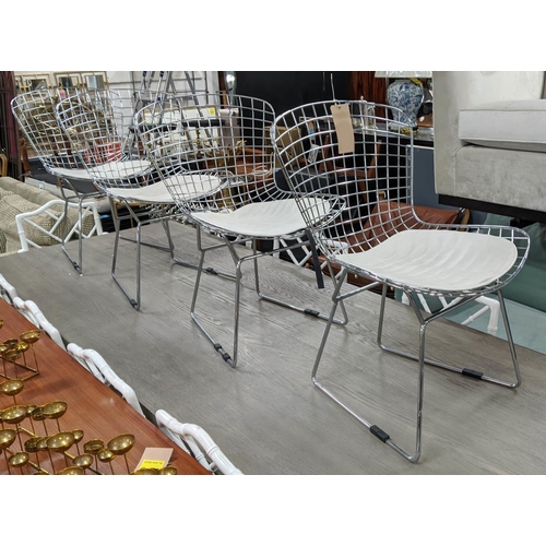 492 - BERTOIA STYLE SIDE CHAIRS, a set of four, 80cm H, after Harry Bertoia. (4)