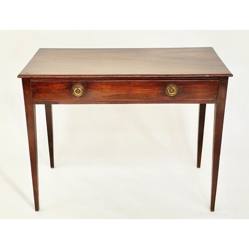 171 - WRITING TABLE, George III mahogany with full width frieze drawer and square section tapering support... 