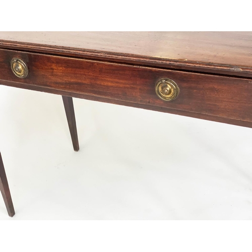 171 - WRITING TABLE, George III mahogany with full width frieze drawer and square section tapering support... 